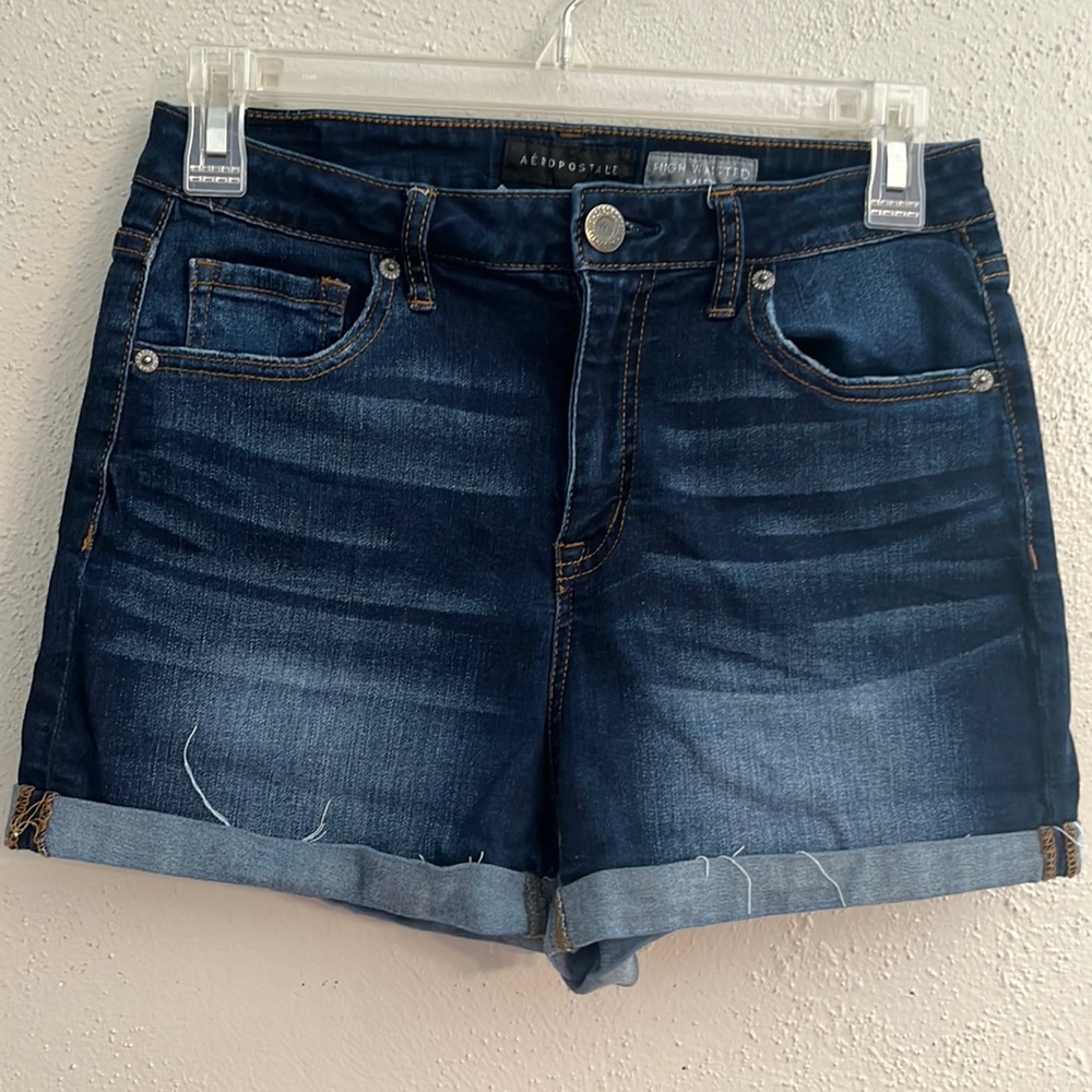 High waisted midi jean shorts Aeropostale size 8
